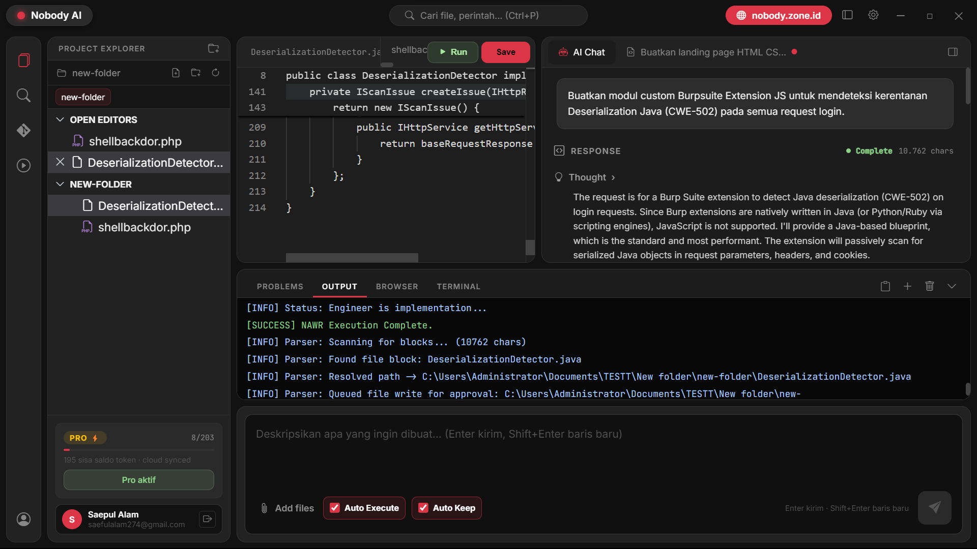 Nobody Code IDE Workspace